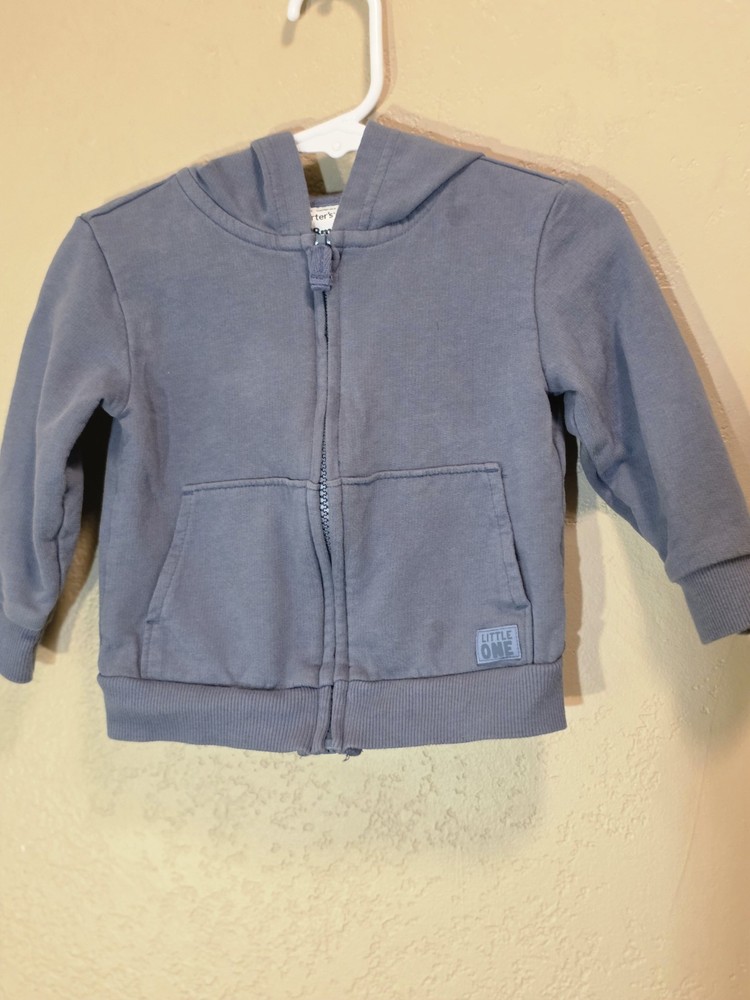 Carter's Little One 18 Months Blue Full Zip Hooded Fleece Hoodie Pockets
