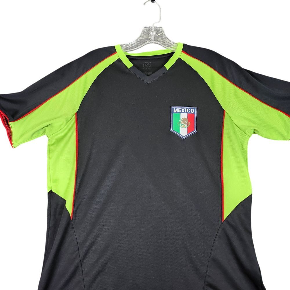 Mexico National Team Soccer Jersey Black Neon Green Training Performance Shirt