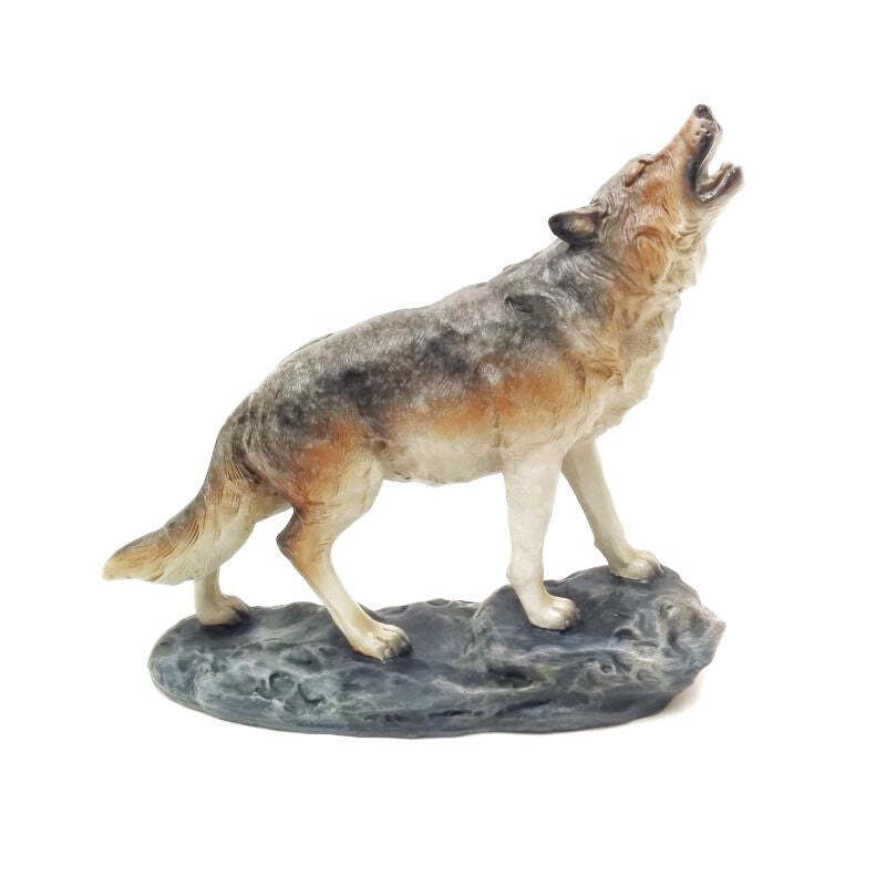 Howling Wolf On A Rock Figurine