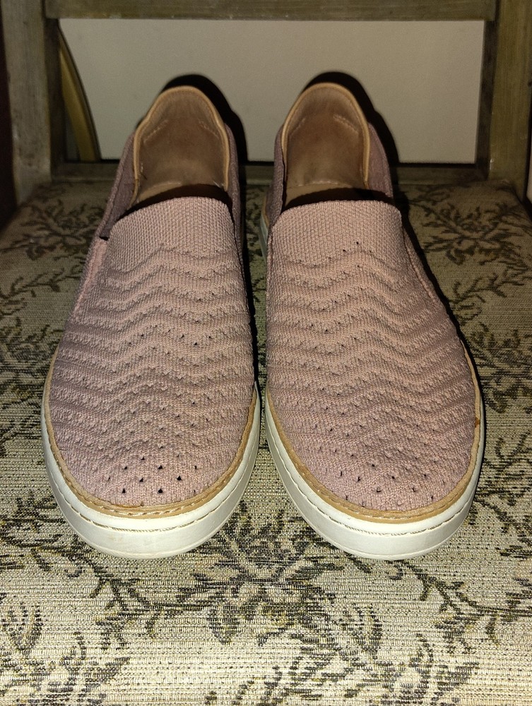 Uggs Australian Sammy Knit Slip On Shoes Pink Mesh Leather Trim 7.5