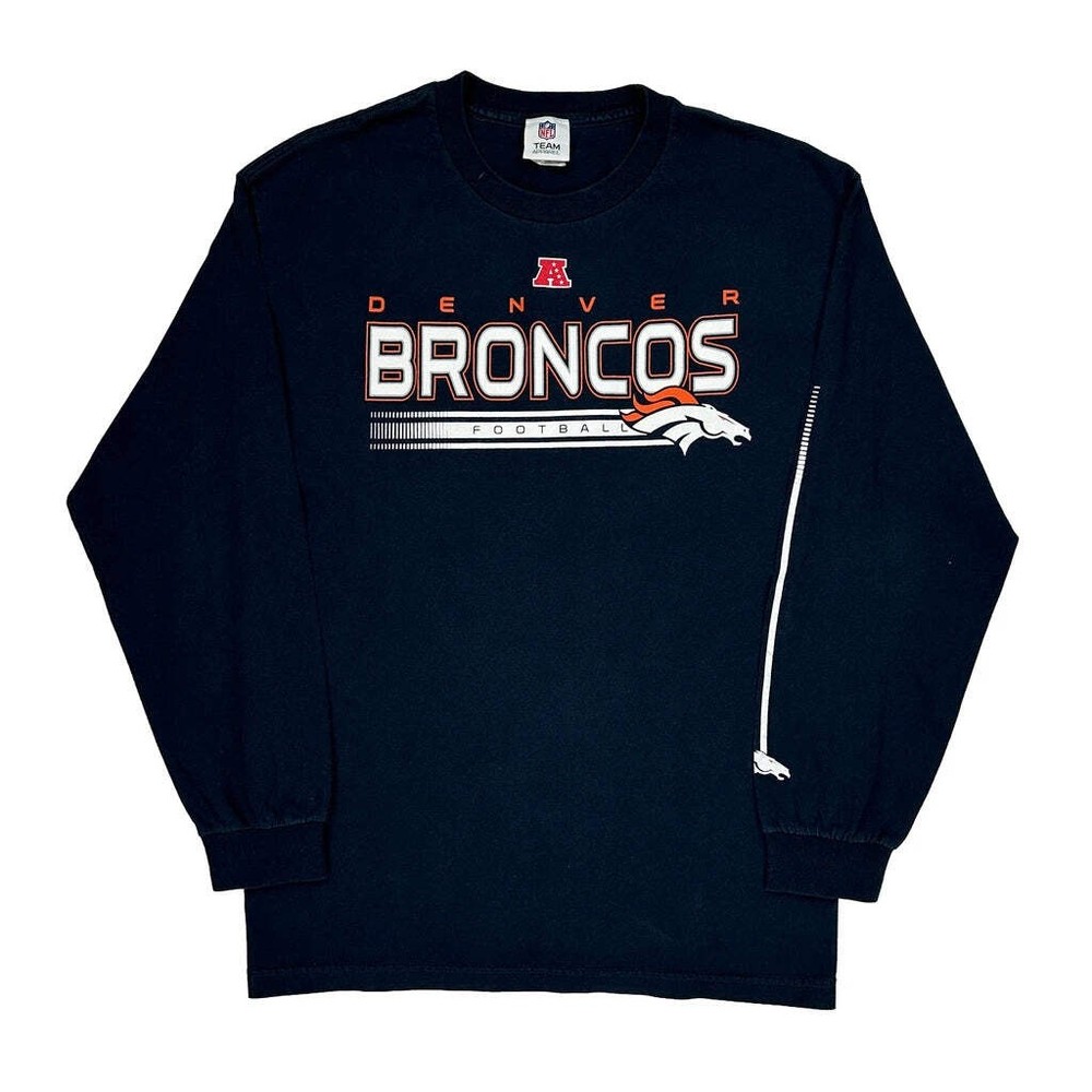 Denver Broncos Nfl Long Sleeve T-Shirt - Large Navy Cotton