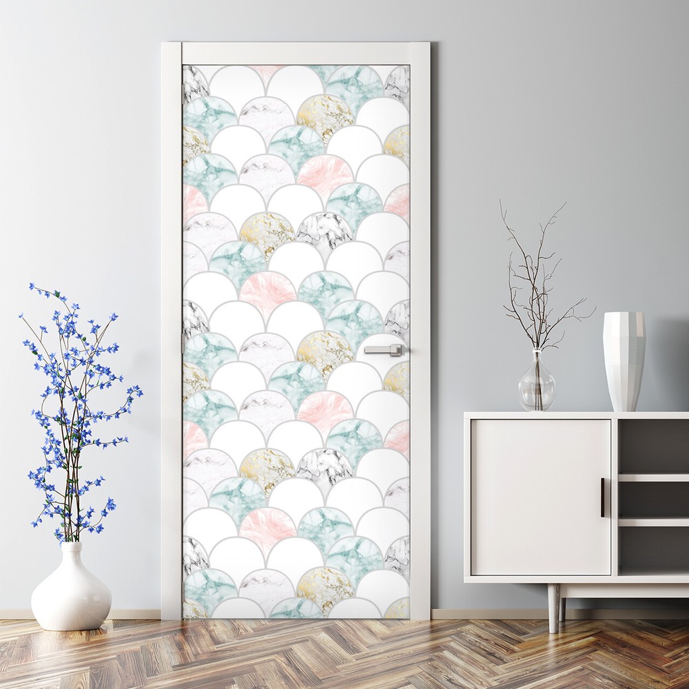 Pastel Marble Self adhesive Bubble Free Door sticker Decal Home Decor