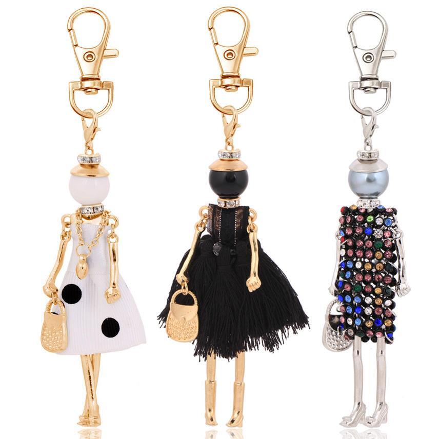 Black Leather Keychain Charm for Women - Bag Pendant & Ring Holder