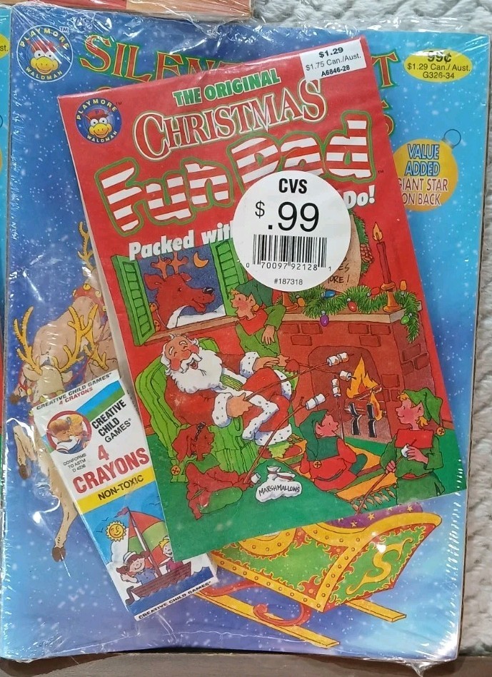 7 - Playmore Waldman Christmas Set Coloring Book Crayons Activity Pad - NEW VTG