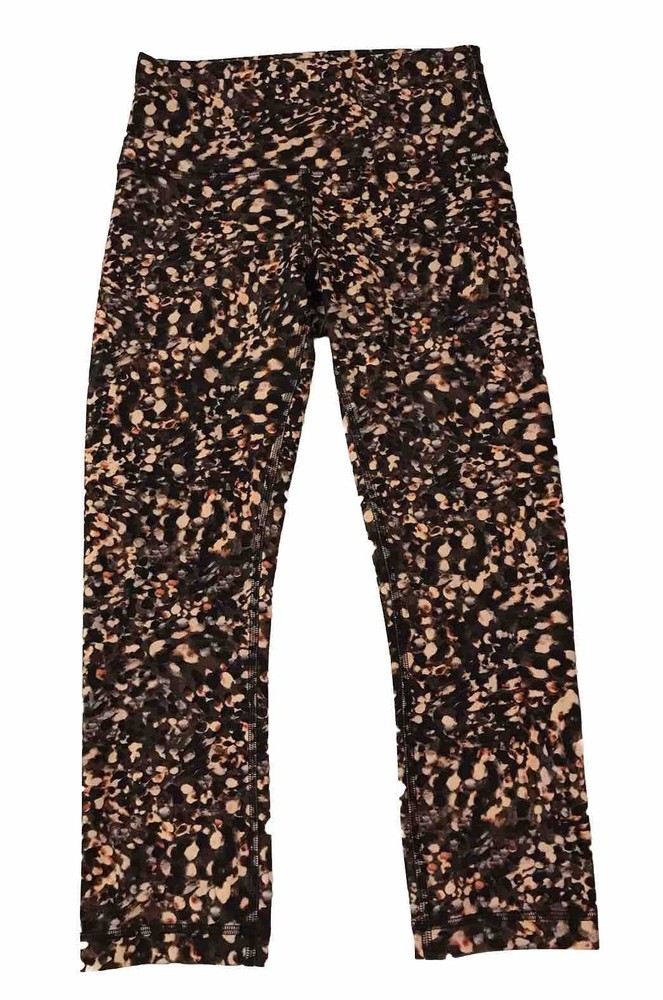 Lululemon Invigorate Leggings Women Size 6 Brown Tan Black Crop High Rise Yoga