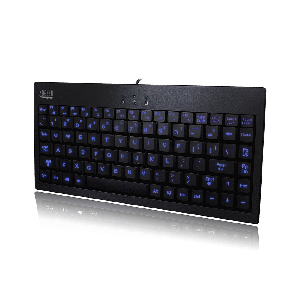 AKB-110EB - SlimTouch 110 3-Color Illuminated Mini Keyboard, 12 inches, Black