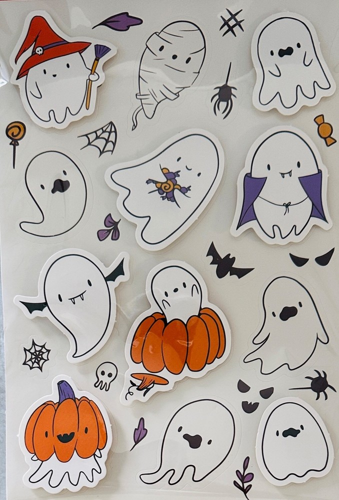 Halloween Fantasma Feliz 3D Pegatinas Planificador Artesanía en Papel Hágalo Usted Mismo Manualidades Libro de Recortes