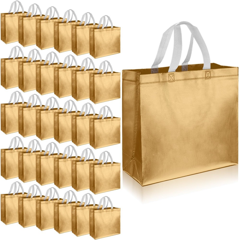 60 Pcs Reusable Gift Tote Bags Grocery Shopping Bag with Handles Thank You Gi...