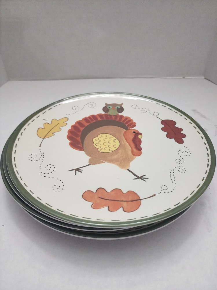 Set Of 6 Pottery Barn Kids Thanksgiving Plates Thankful for My Friends Turkey