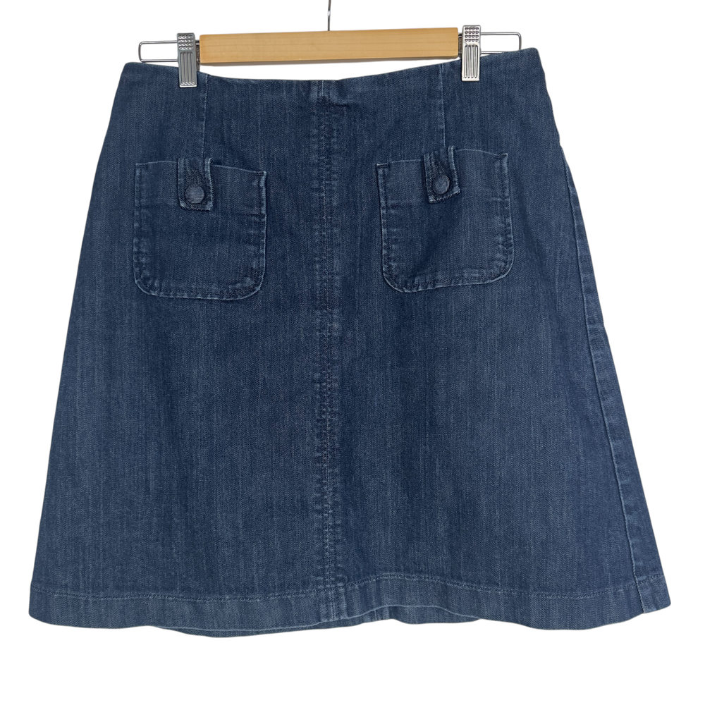 Boden Denim A-Line  Mini Skirt US 10 UK 14 Classic Blue Cotton Patch Pocket