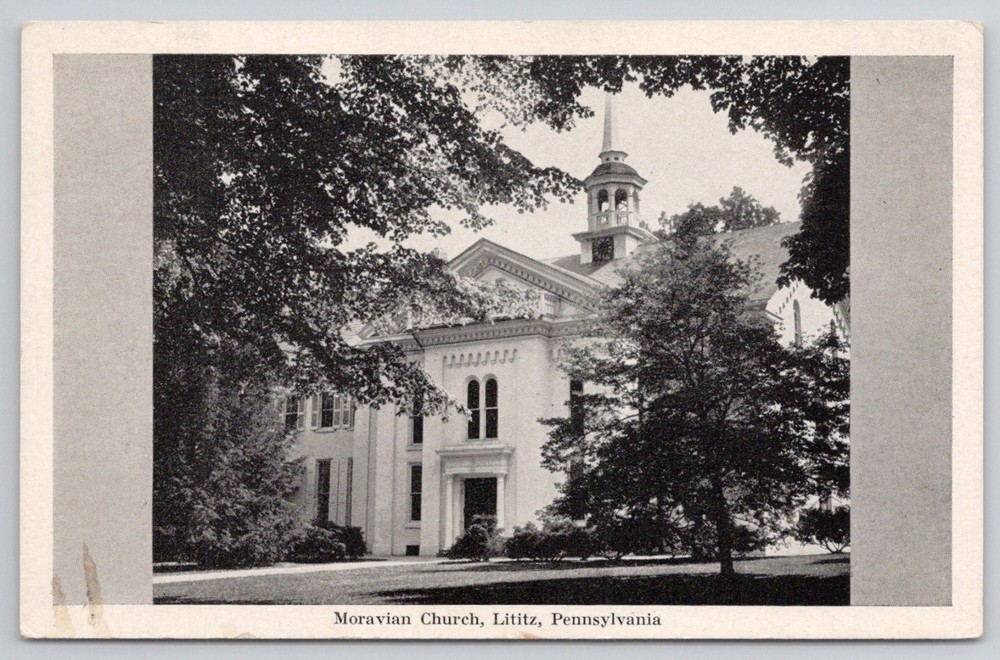 Moravian Church Lititz PA Pennsylvania Vintage Postcard Graycraft