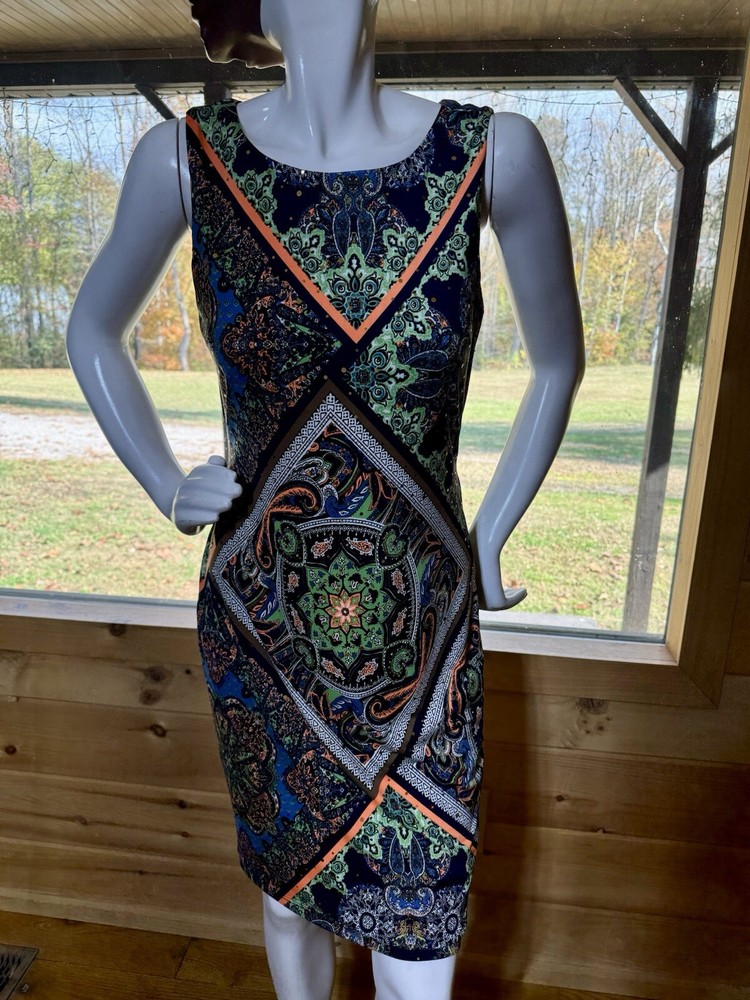 Joseph Ribkoff  sleeveless off Center Diamond Pattern dress US Size 10!
