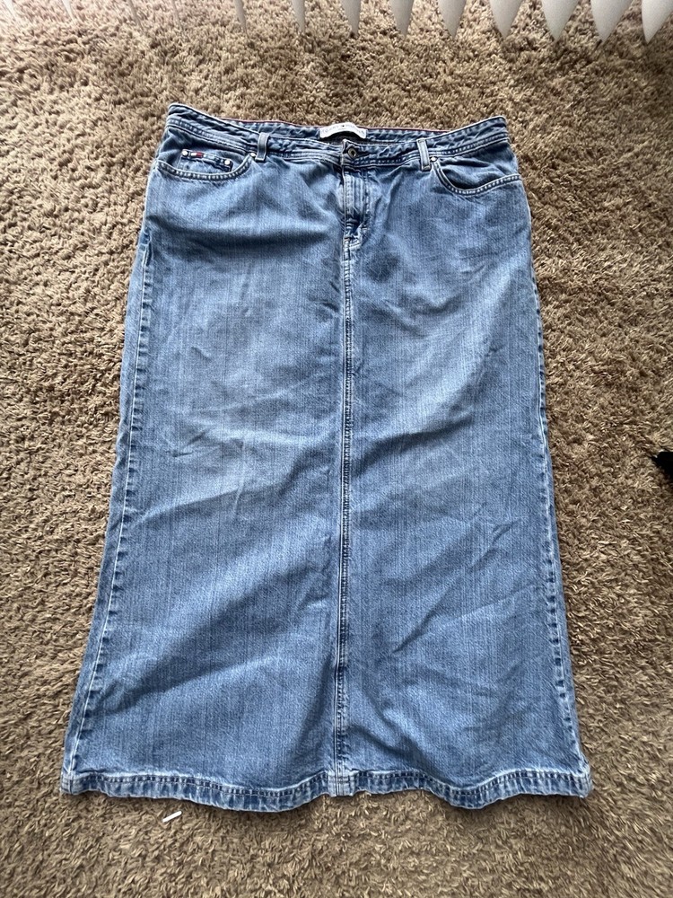 Vintage Tommy Hilfiger Long Denim Maxi Skirt Y2K Boho Sz 18 EUC
