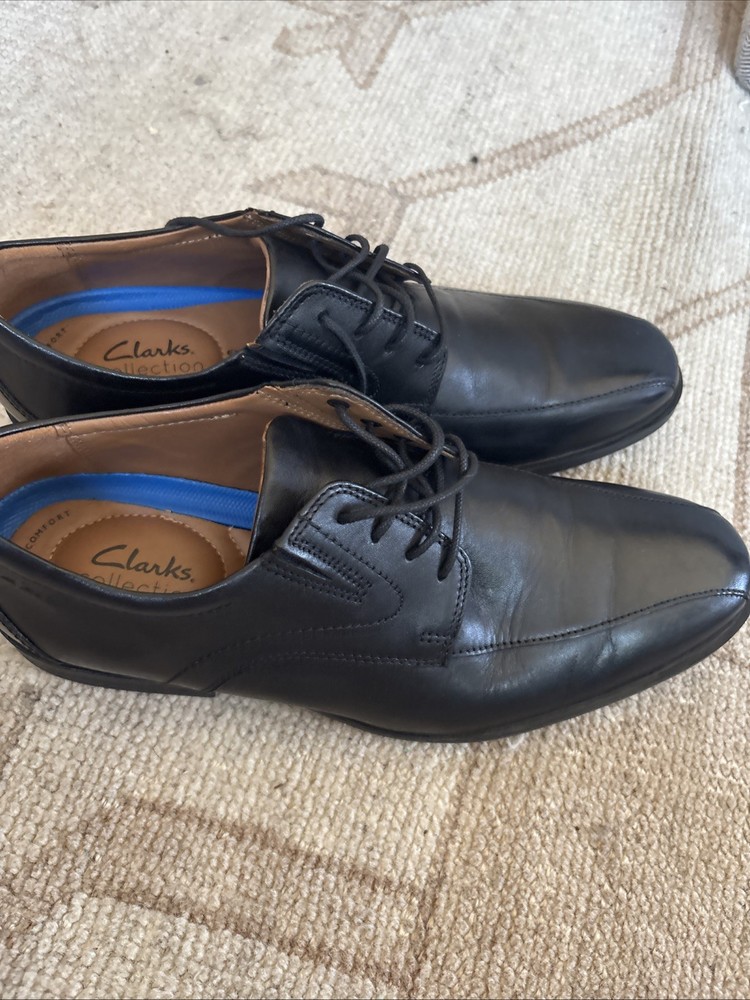 Clarks Tilden Walk Black Leather Lace up Dress Shoes Size 9.5M Extreme Comfort