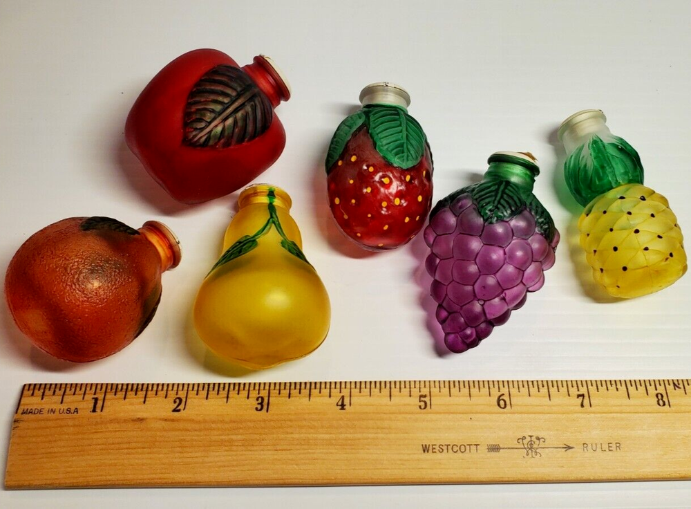 Old World Christmas Light Bulb Covers Glass 6 PC Box Set Fruit Grapes Apple Pear