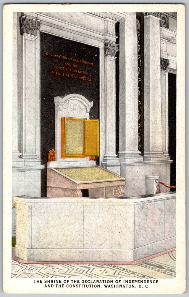 Vtg Postcard Shrine Declaration & Constitution Washington, D.C 1930s