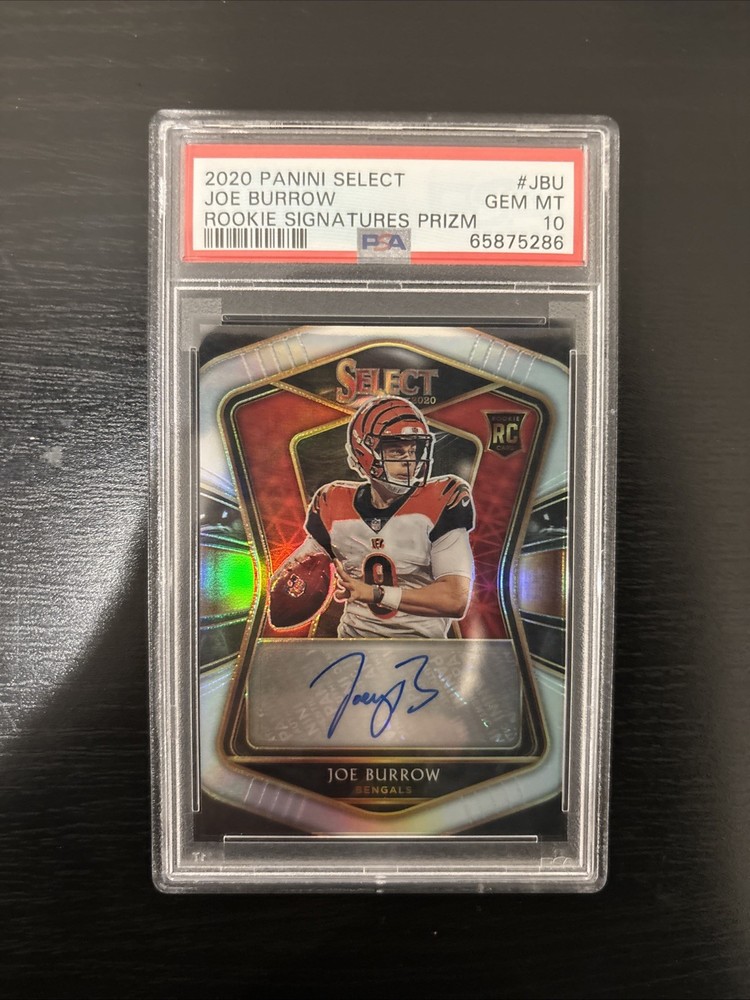 2020 Select Joe Burrow #JBU Rookie Signatures Auto Silver #d /49 - PSA 10