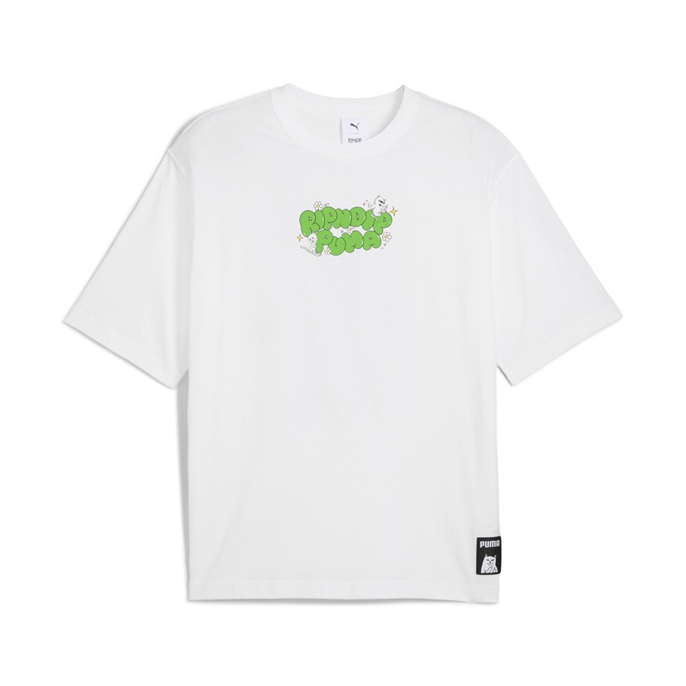 PUMA  X  Boxy Graphic Crew Neck Short Sleeve T-Shirt Mens White Casual Tops 6324
