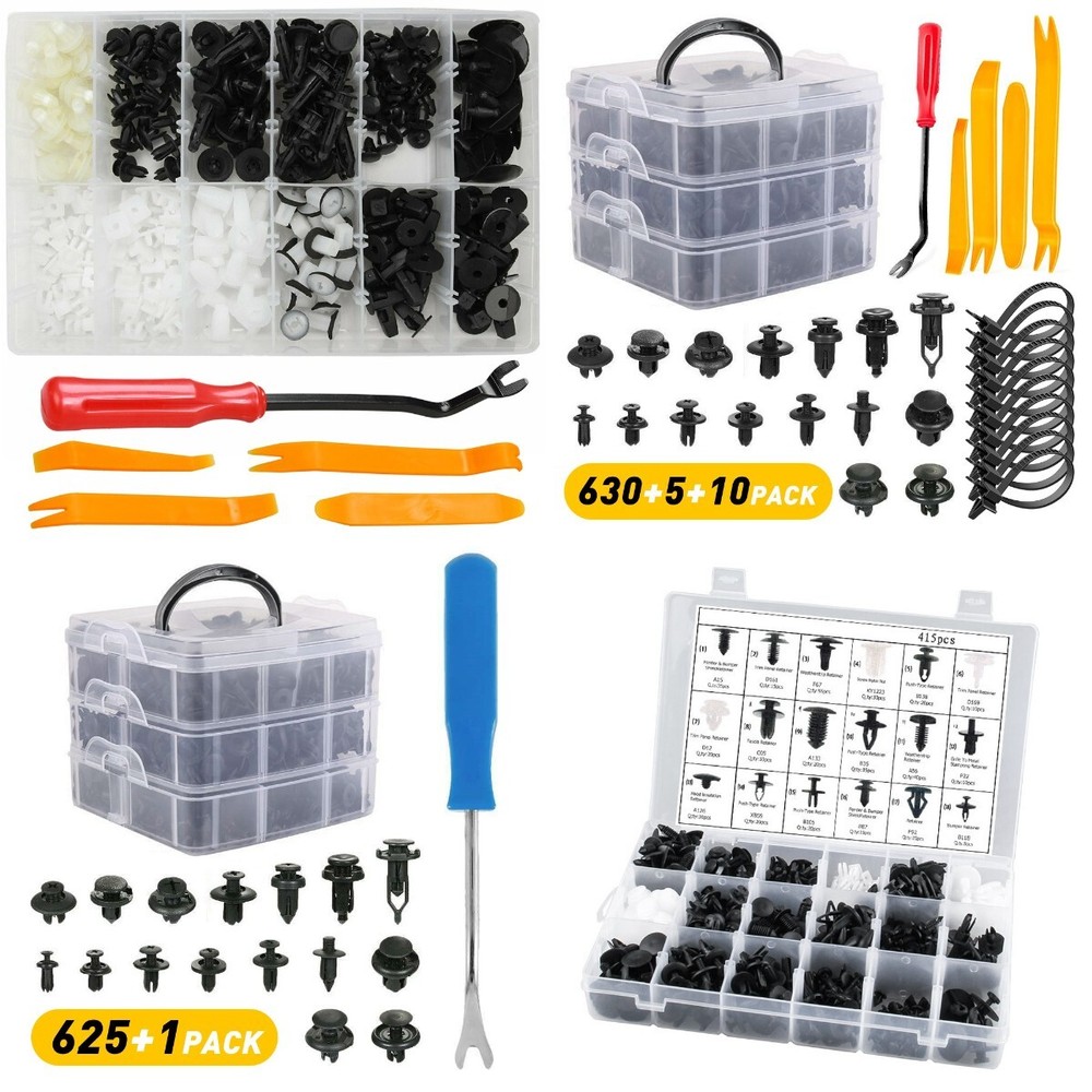 625-Piece Auto Push Retainer Clips & Plastic Fasteners Set for GM Toyota Honda