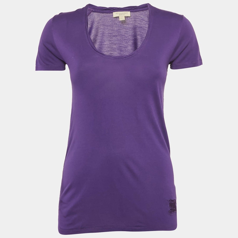 Burberry Brit Purple Jersey Scoop Neck TShirt S