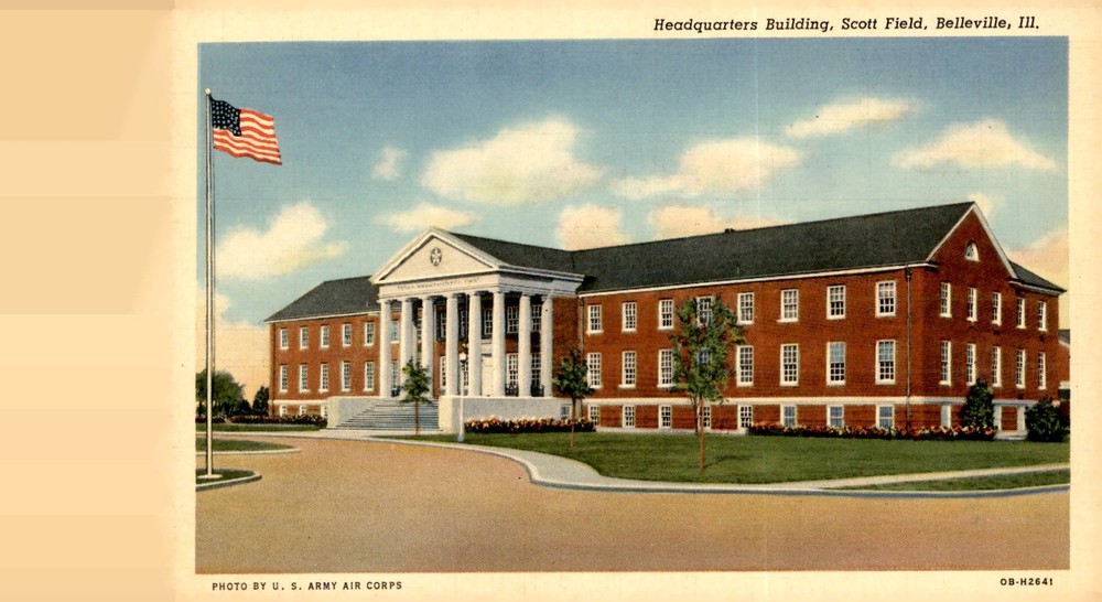 Scott Field Headquarters Building, Belleville, 1941 Postcard