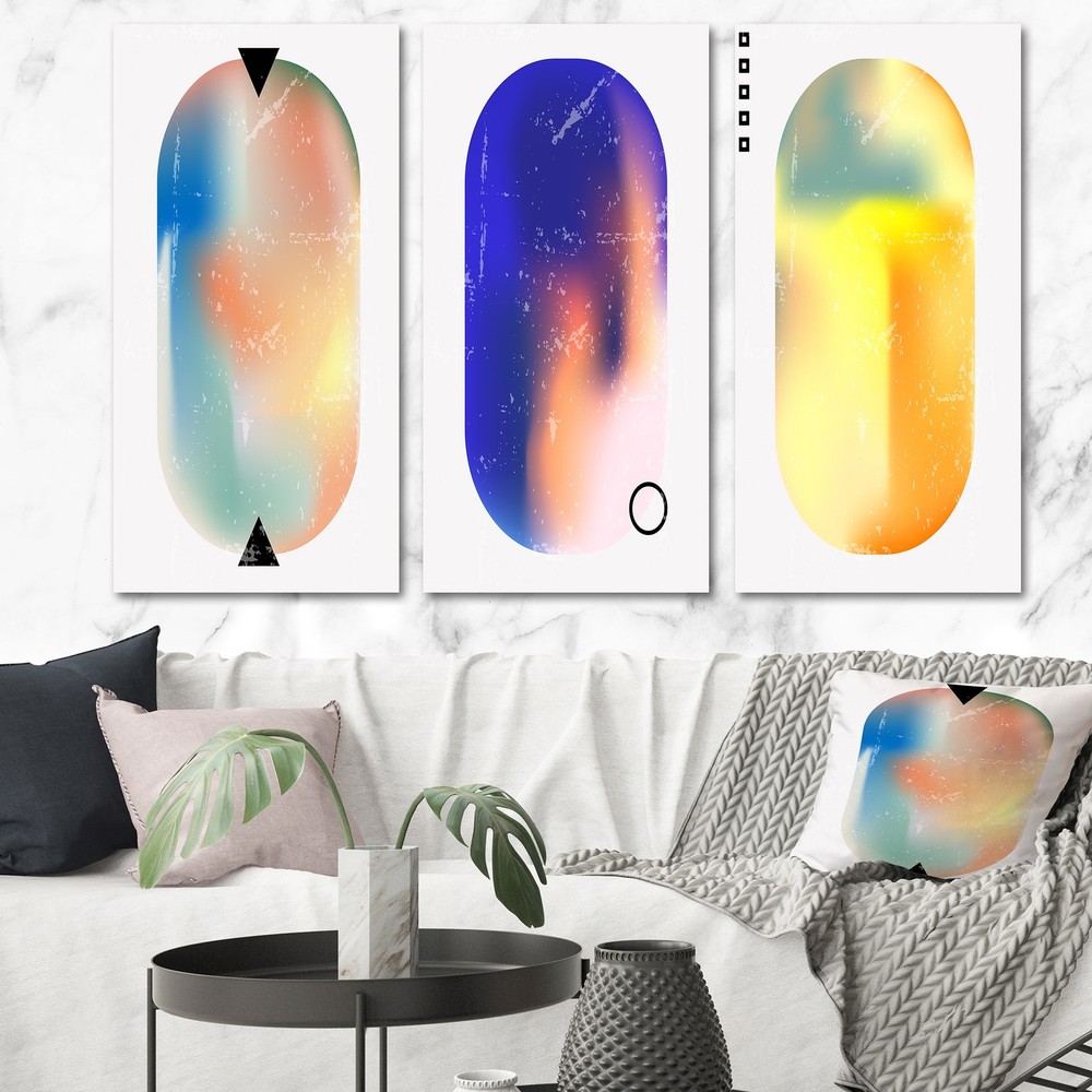 Fluid Gradient Abstract Vintage Shapes I - Mid-Century Modern Art Set by Designart