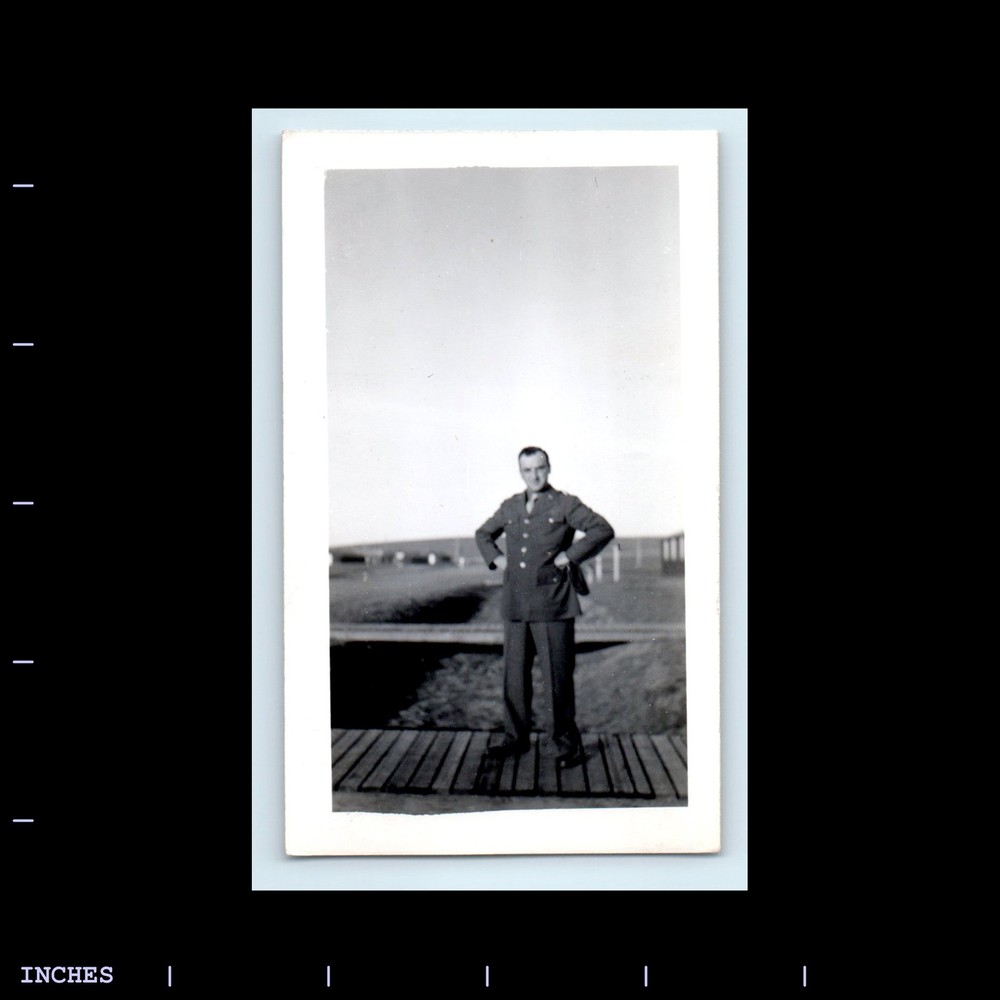 Old Vintage Photo ARMY MAN SOLDIER STANDING OUTSIDE