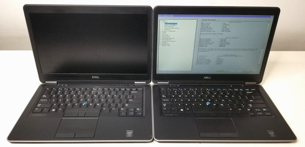 Lot of (2) Dell Latitude E7440 Intel i7-4600U 2.10GHz 8GB No OS/SSD/1 No Batt.
