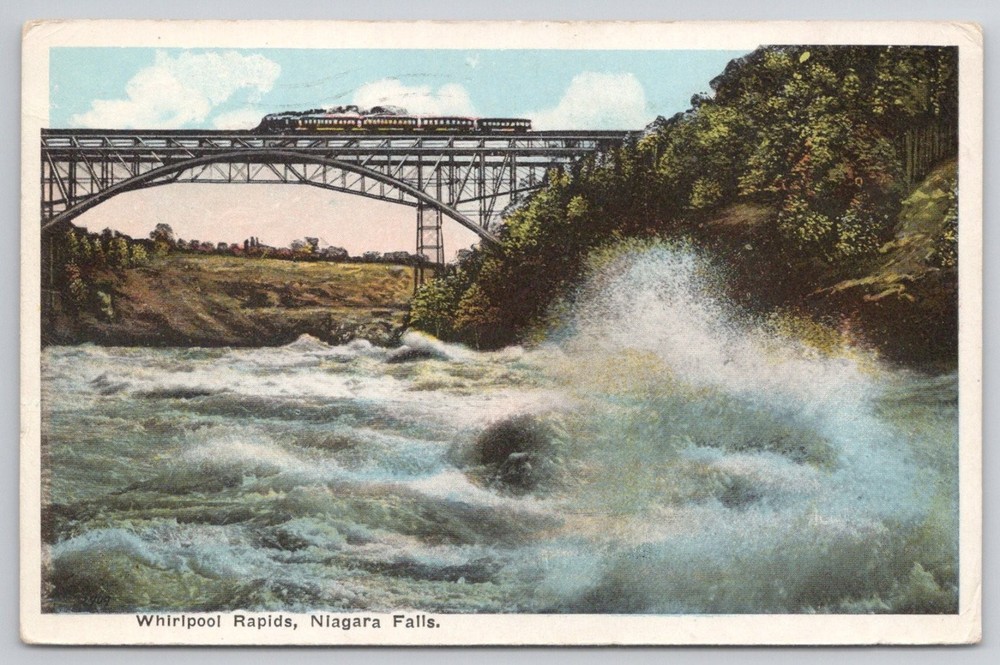 Whirlpool Rapids Niagara Falls Train Bridge Postcard c. 1910s New York