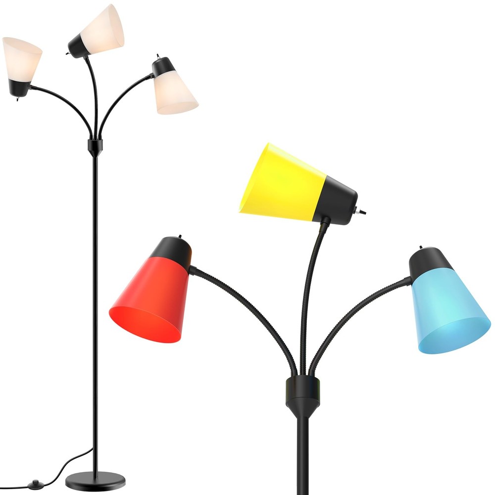LED Floor Lamp, Medusa 3 Head Modern Adjustable Tall Standing Light for Livin...