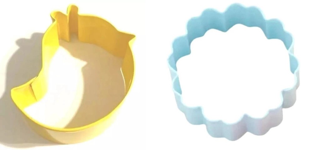 2 EASTER COOKIE CUTTERS Chick and Flower Wilton standard size metal w/recipe