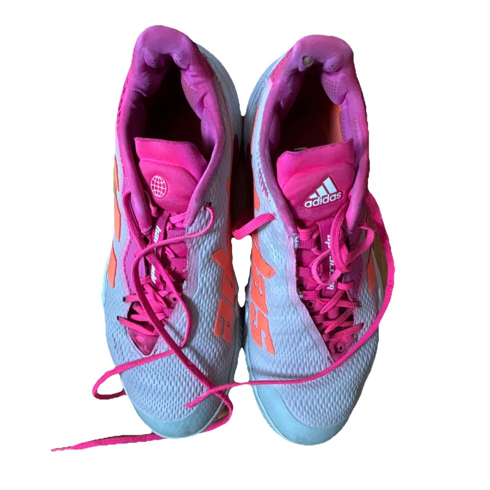 adidas Women’s Tennis Shoes US 8.5 Medium Gray Pink Orange Lace-Up Sneakers