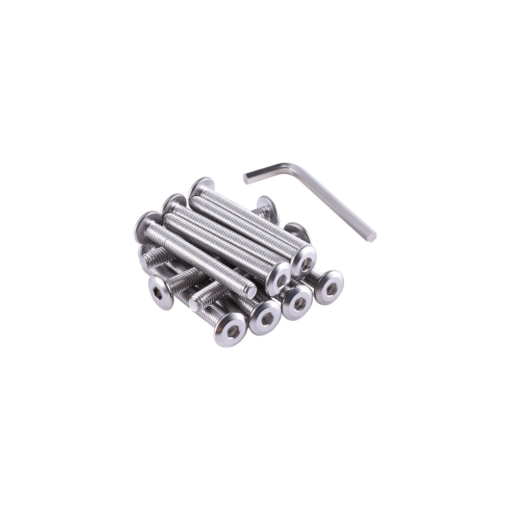 15 Pcs M6 Flat Head Hex Socket Cap Screws 304 Stainless Steel Full Thread