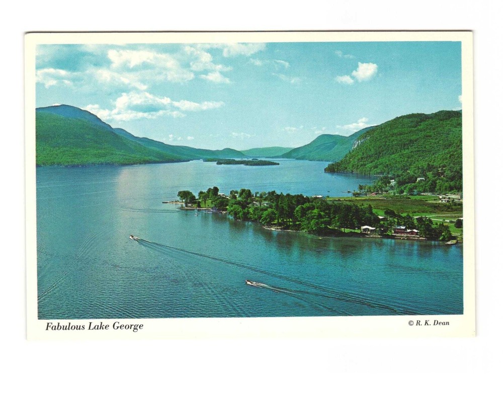 Fabulous Lake George looking south over Sabbath Day Point VTG postcard UNP