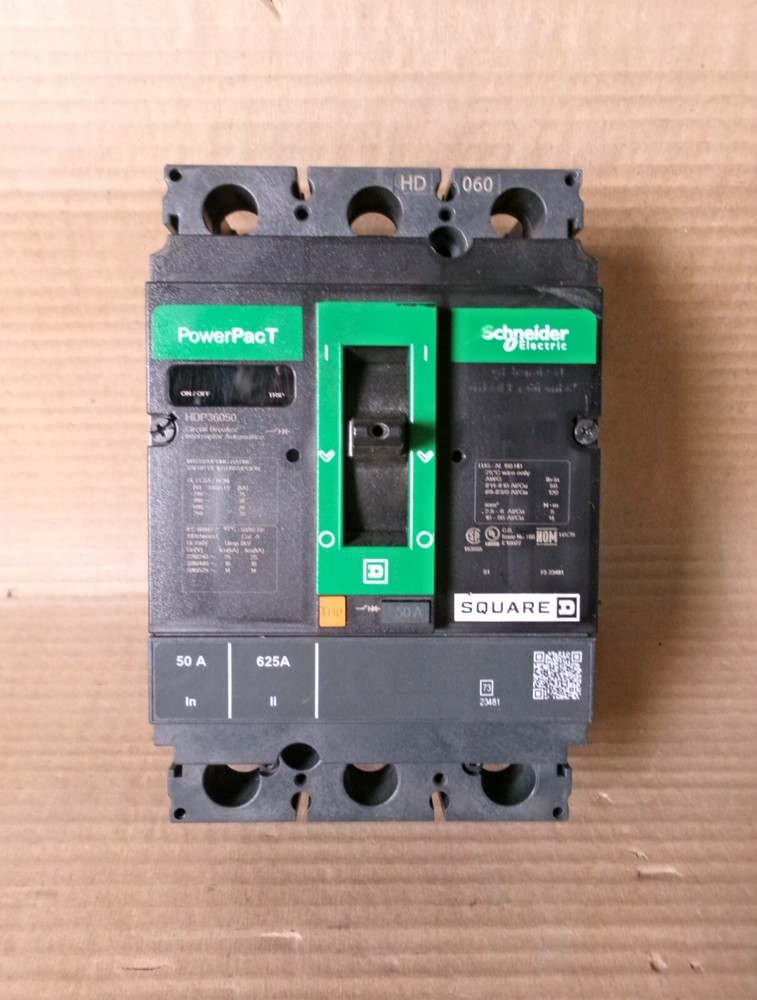 NEW Square D HDP HDP36050 3 Pole 50 Amp 600V PowerPact Circuit Breaker Nnb
