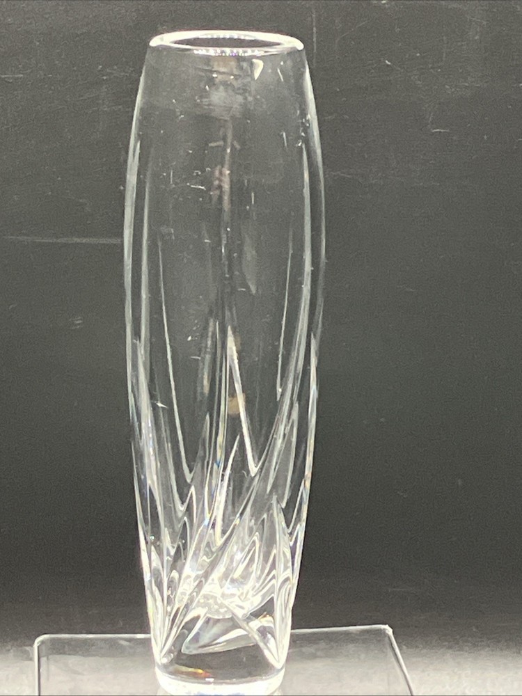 WATERFORD Marquis Crystal Bud Vase Etched Swirl Design Signed Base VINTAGE