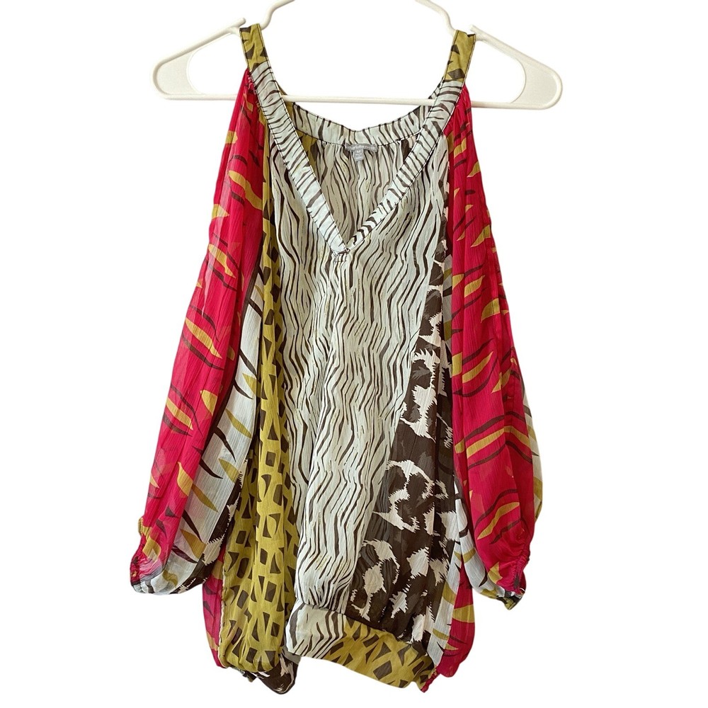 Charlotte Russe Women's Colorful Cold Shoulder Blouse Size Large