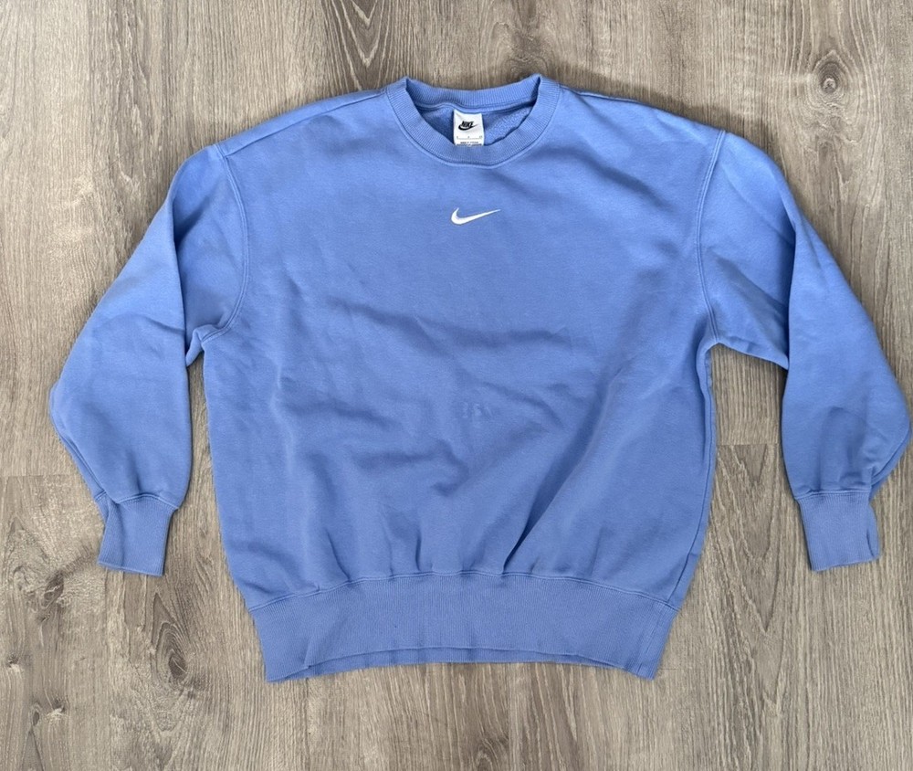 VTG Nike Sweatshirt Womens Small Light Blue Long Sleeve Center Swoosh Crew Neck