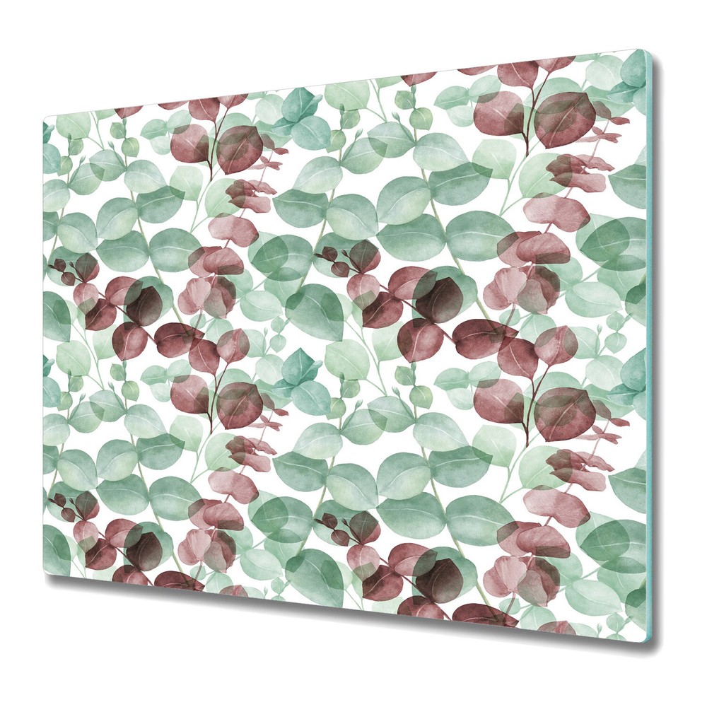 Glass Chopping Cutting Board Worktop Saver Eucalyptus Colourful Floral 60x52
