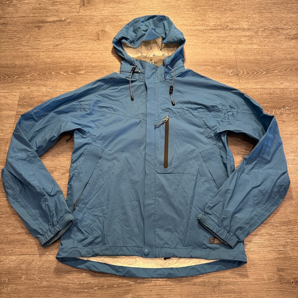 REI Jacket Mens Medium Blue Nylon Rain Jacket Water Resistant Outdoor Full Zip