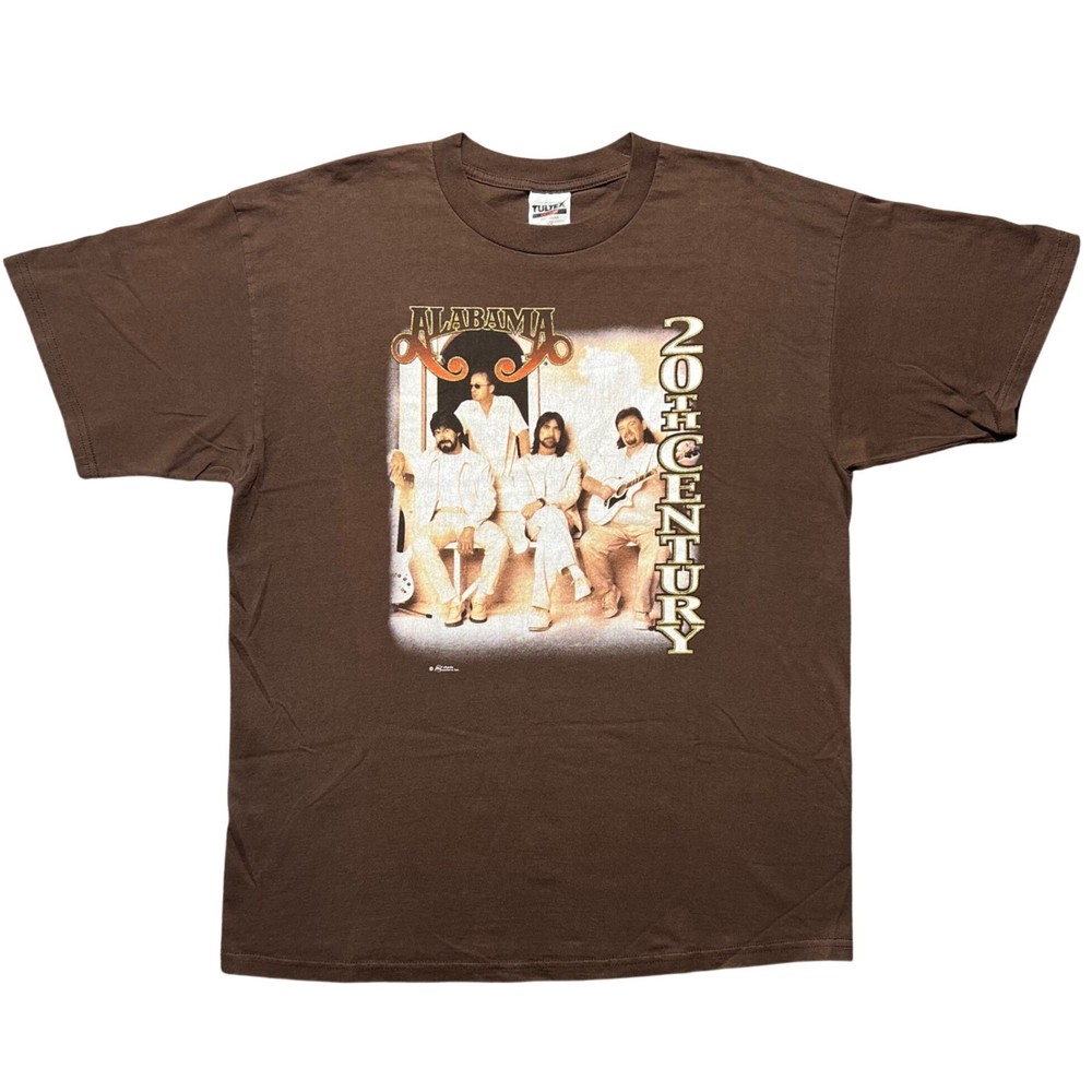 Vintage 90s Alabama Band Tour T Shirt XL Tultex 20th Century Brown Country Tee