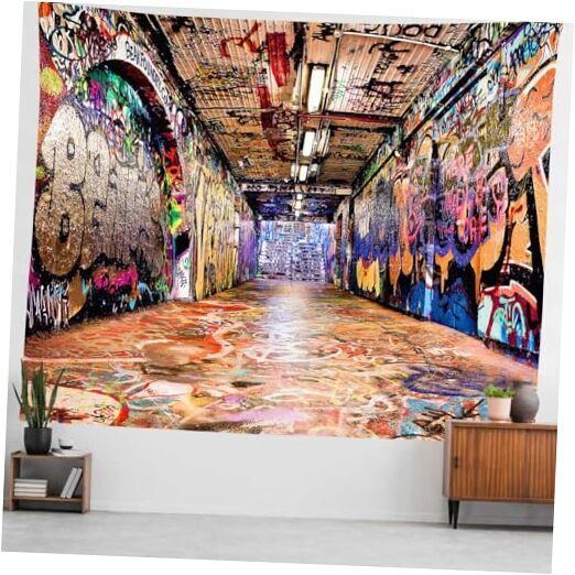 Graffiti Wall Tapestry Street Creative Abstract Tags Wall Tapestry Colourful-image