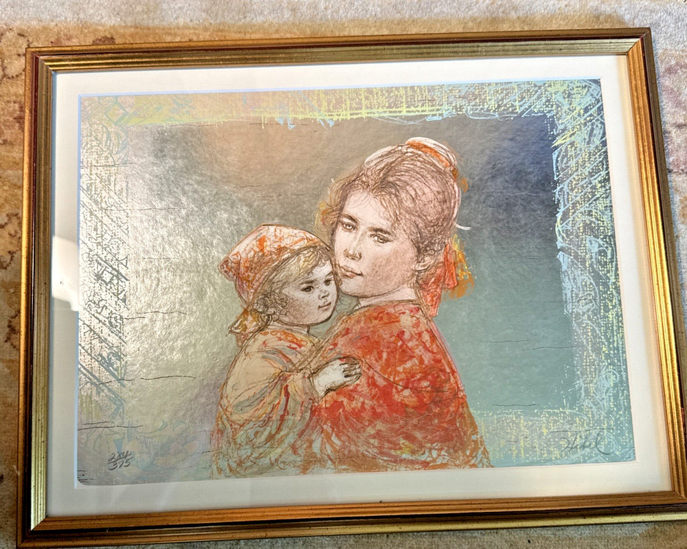 Framed Edna Hibel  Hand Signed  and numbered pencil Limited Edition 14