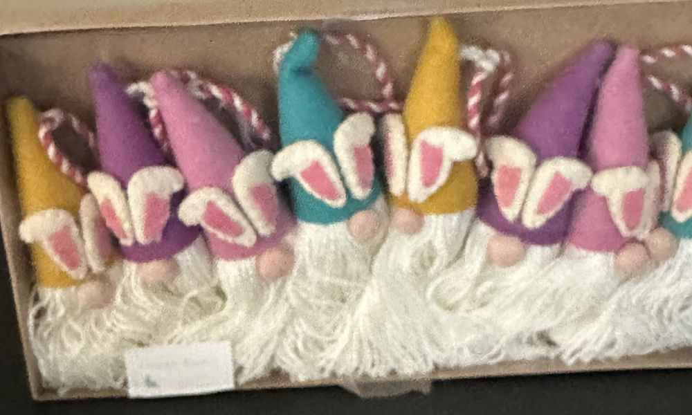 Spring Easter Bunny Gnome Garland - 6ft Felt & Yarn Farmhouse Decor