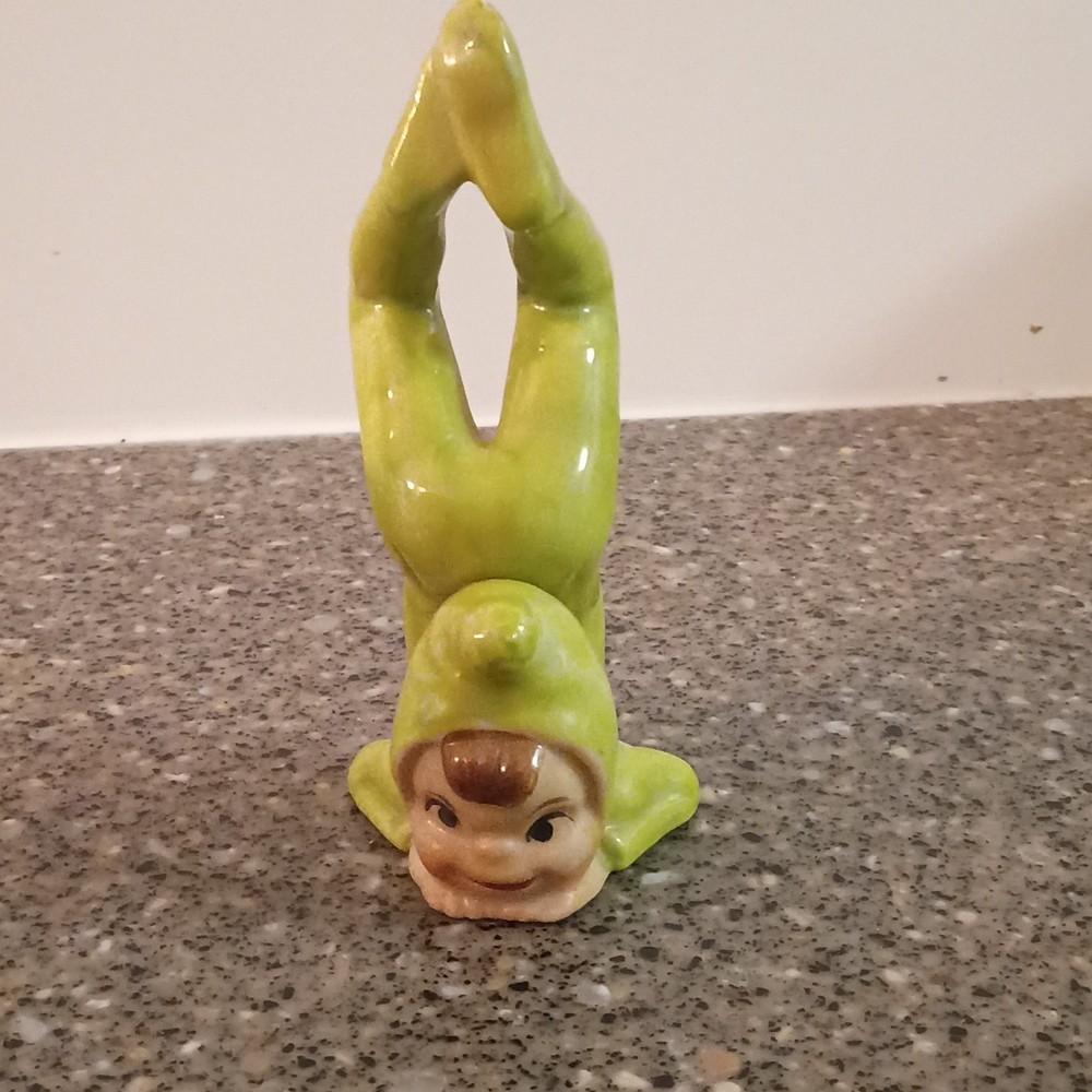 Vintage Japanese Pixie Elf Light Green Piano Sitter Ceramic