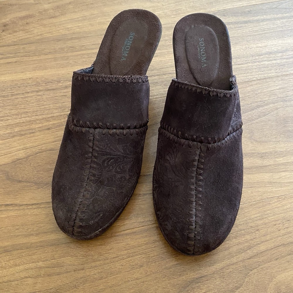 Sonoma Juliette Brown Suede Mule Clogs Women’s Size 9 Heeled Slides