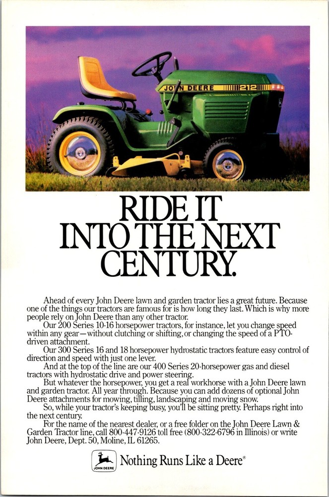 John Deere Vintage Print Ad Into the Next Century  