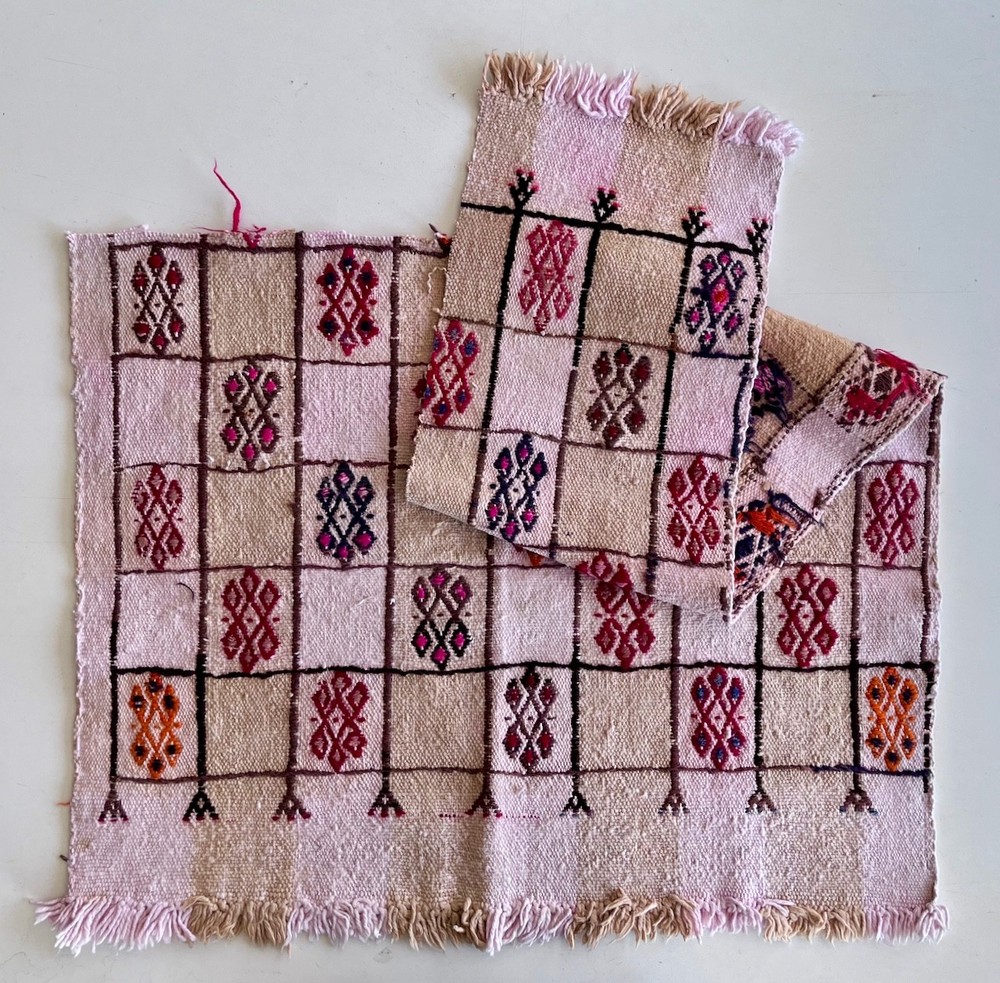 Vintage Turkish Kilim Rug Fragment, Handwoven Wool Textile, Boho Craft Fabric