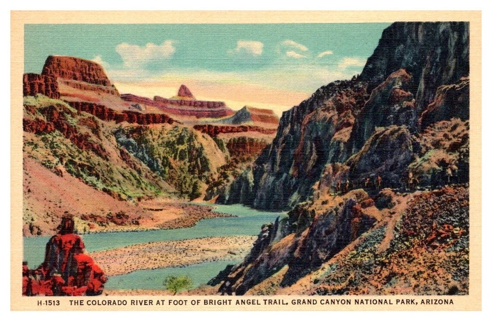 1940s Bright Angel Trail Grand Canyon National Park Arizona Vintage Postcard