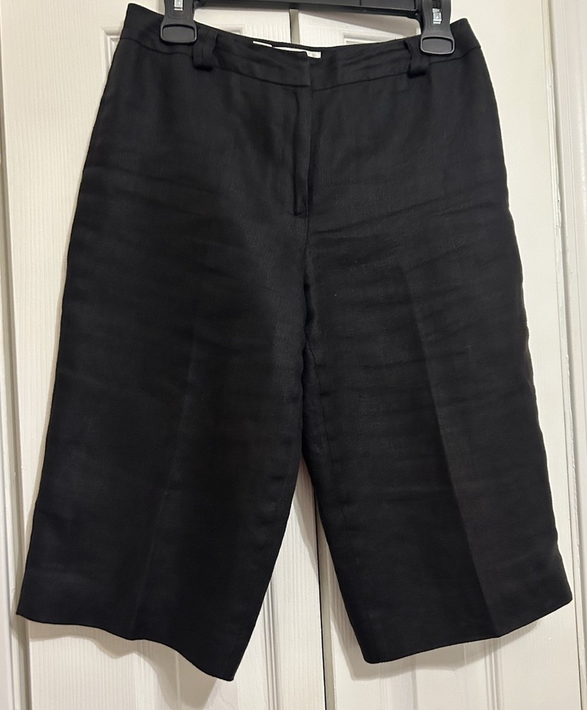 Talbots Bermuda Black Linen Shorts Petites Women's Size 4